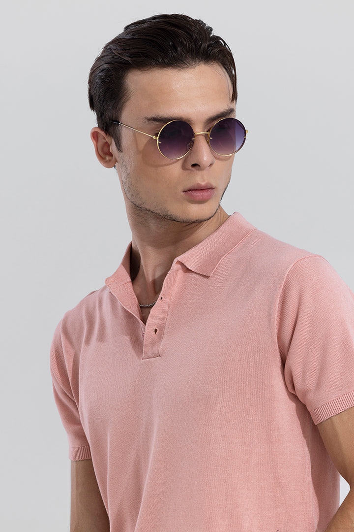 Effortless Chic Peach Polo T-Shirt