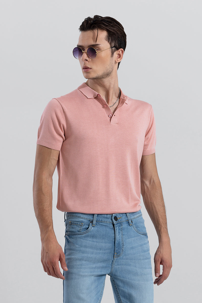 Effortless Chic Peach Polo T-Shirt