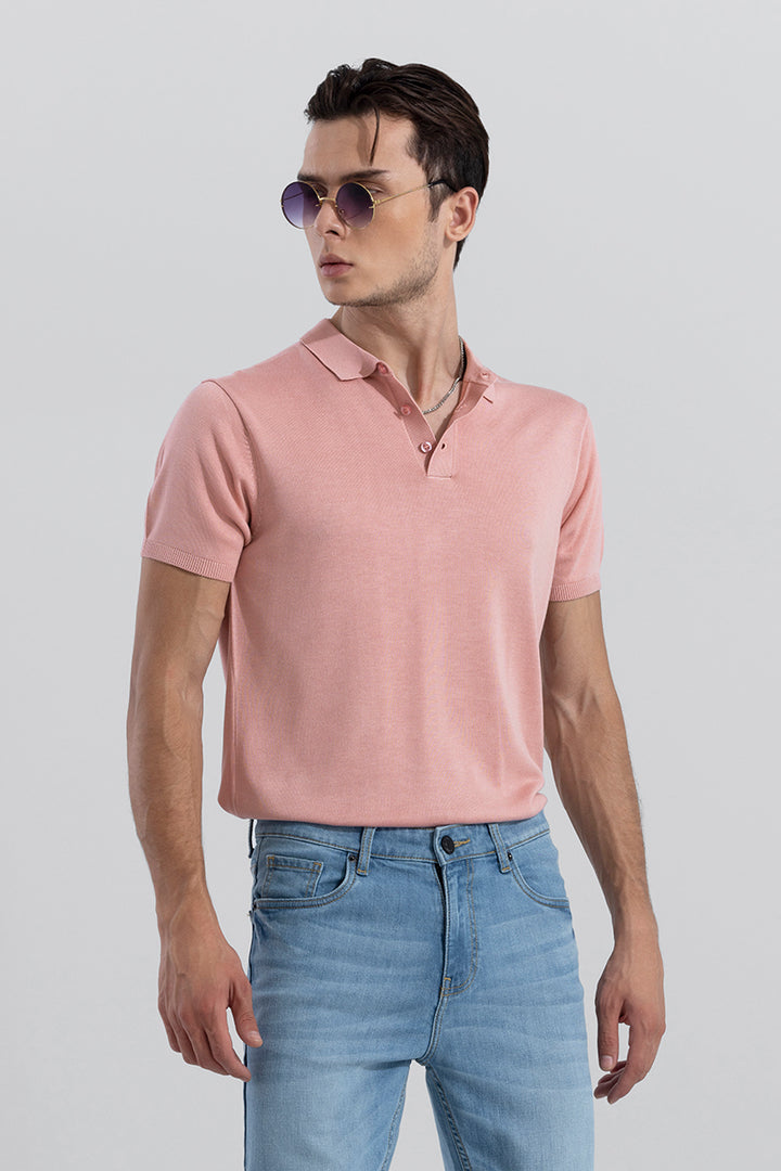 Effortless Chic Peach Polo T-Shirt