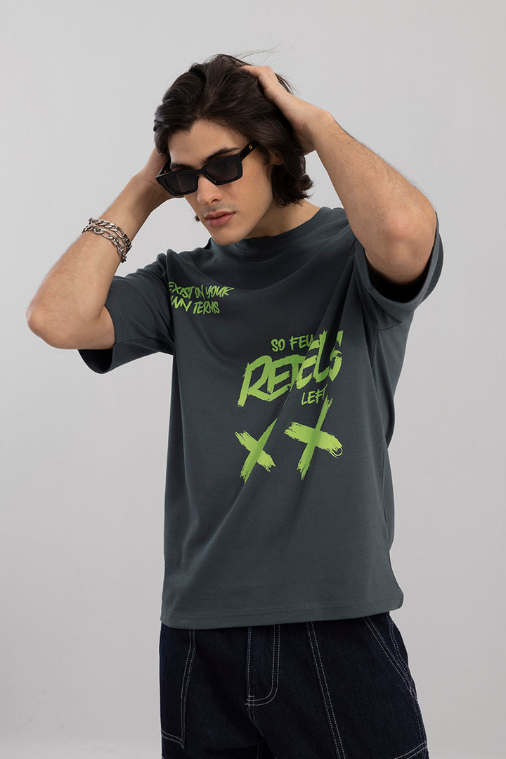 So Few Rebels Grey Oversized T-Shirt