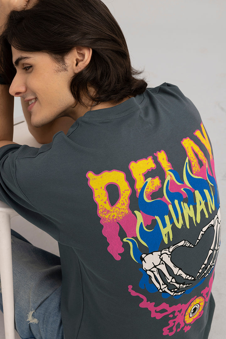 Relax Human Grey Oversized T-Shirt