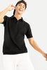 Mesh Design Black Polo T-Shirt