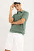 Mesh Design Green Polo T-Shirt