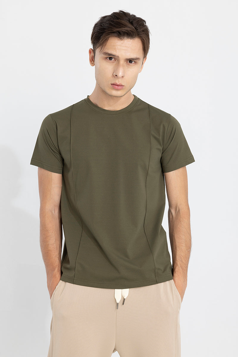 Pleated Olive T-Shirt