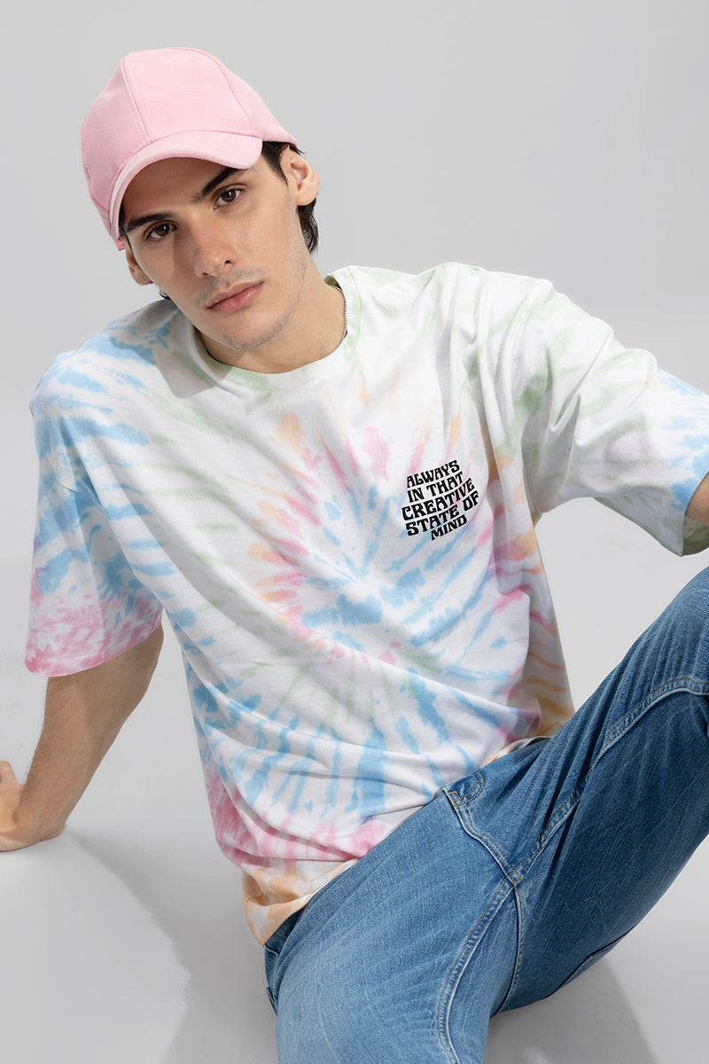 Buy Men's Always in That Creative Tie Dye Oversized T-Shirt Online | SNITCH