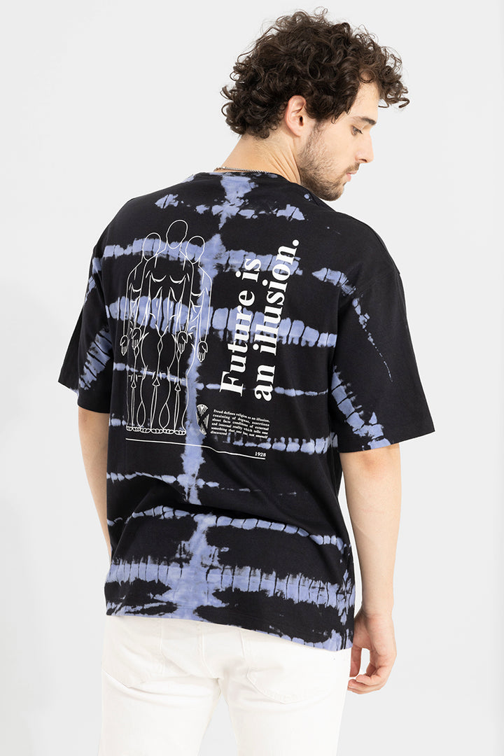 Future is an Illusion Black Tie Dye Oversized T-Shirt