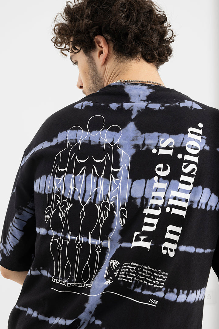 Future is an Illusion Black Tie Dye Oversized T-Shirt