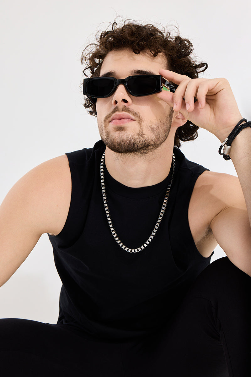 Jazz Oblong Black Sunglasses