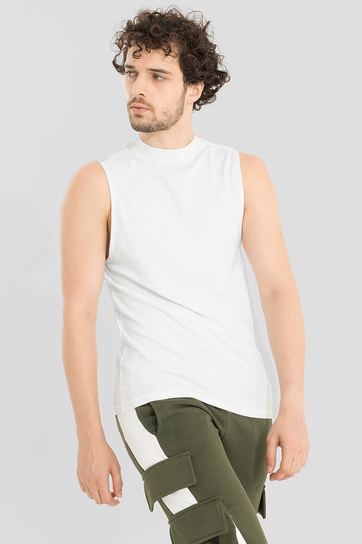 Solidie White Sleeveless T-Shirt