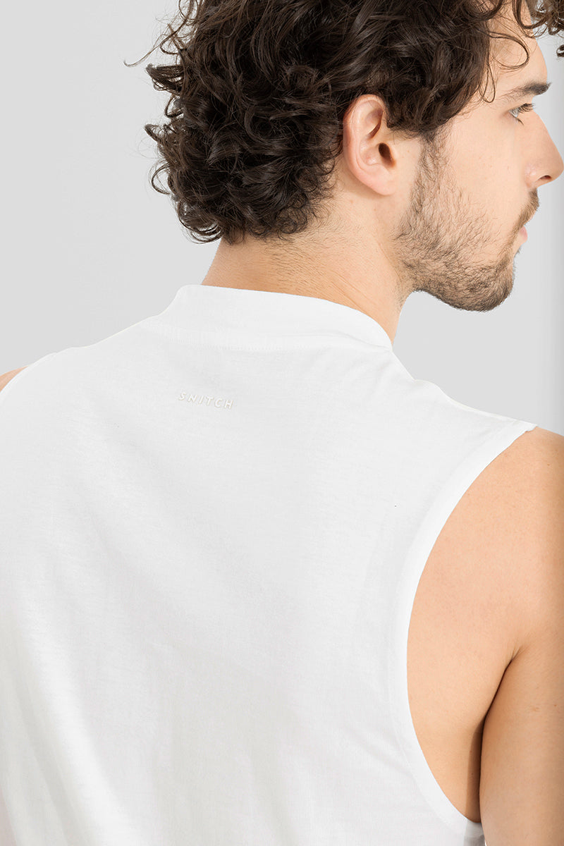 Solidie White Sleeveless T-Shirt