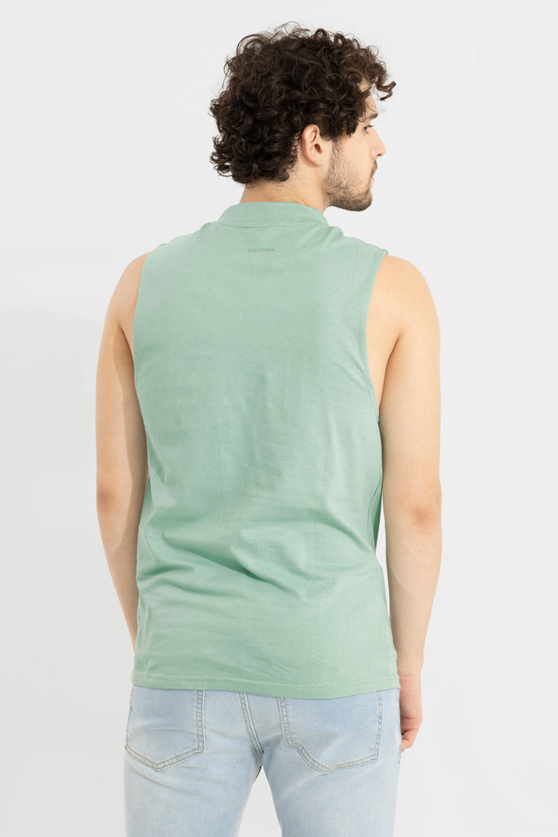 Solidie Teel Green Sleeveless T-Shirt