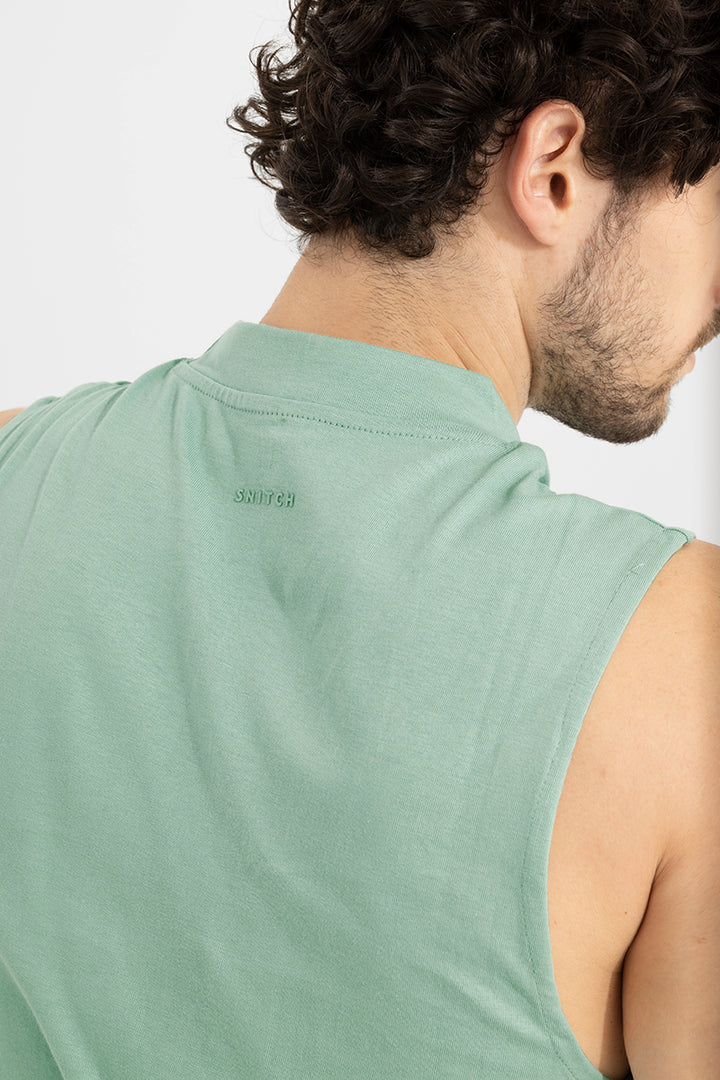 Solidie Teel Green Sleeveless T-Shirt