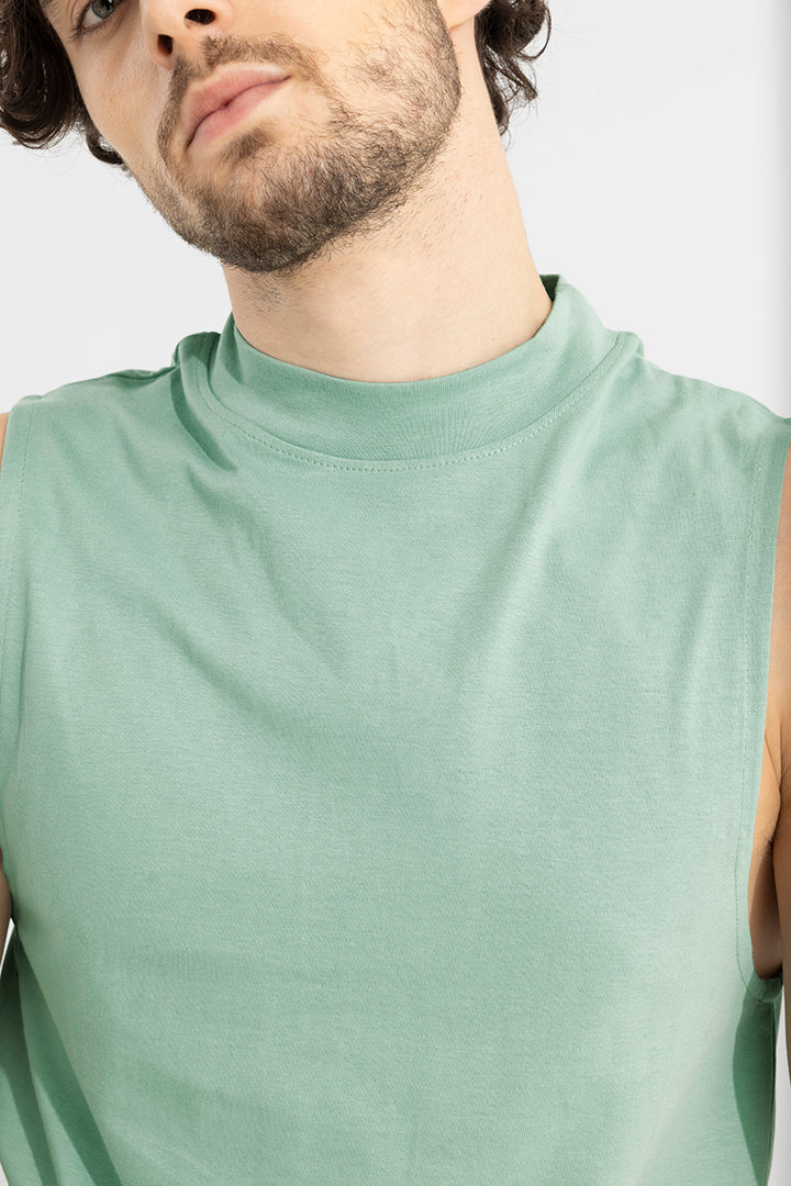 Solidie Teel Green Sleeveless T-Shirt