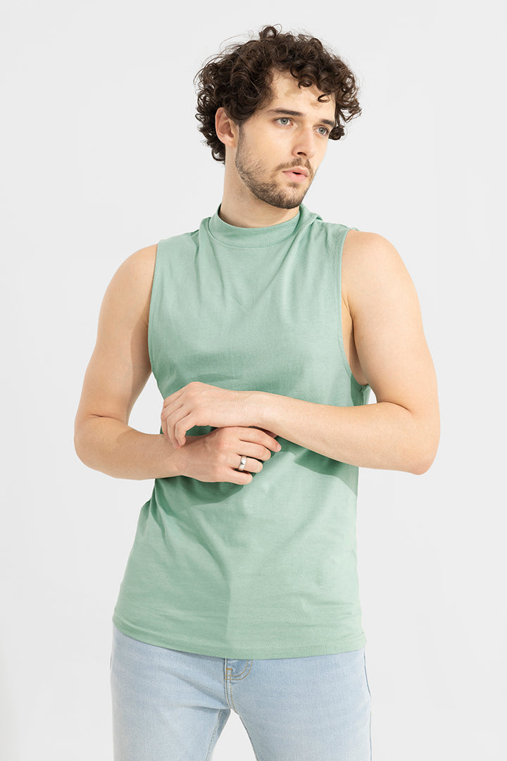 Solidie Teel Green Sleeveless T-Shirt