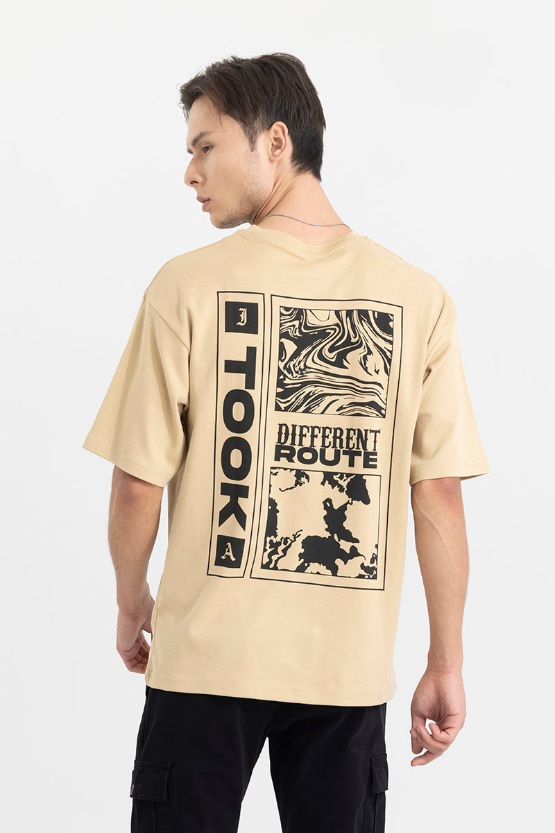 Different Route Cream Oversized T-Shirt