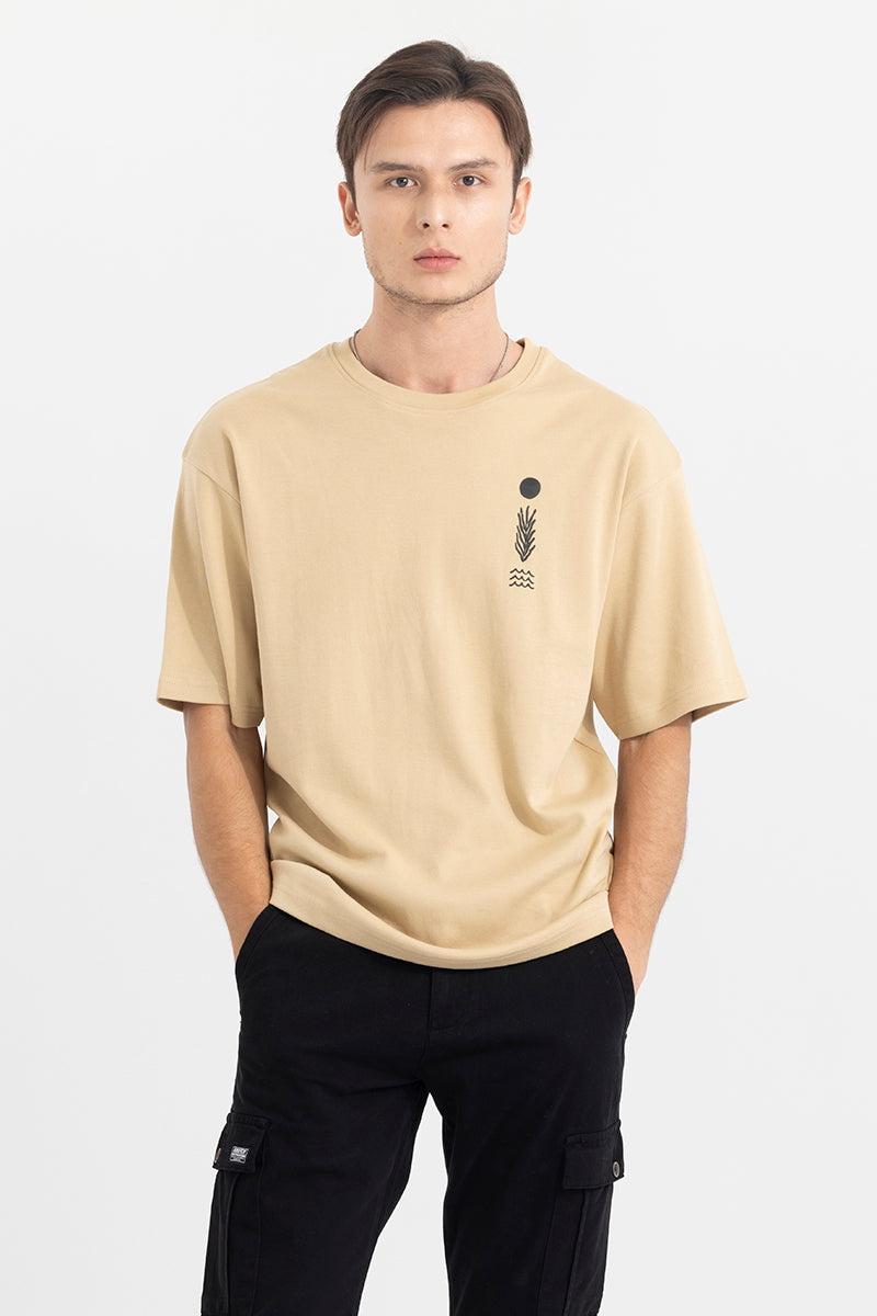 Buy Men's Different Route Cream Oversized T-Shirt Online | SNITCH