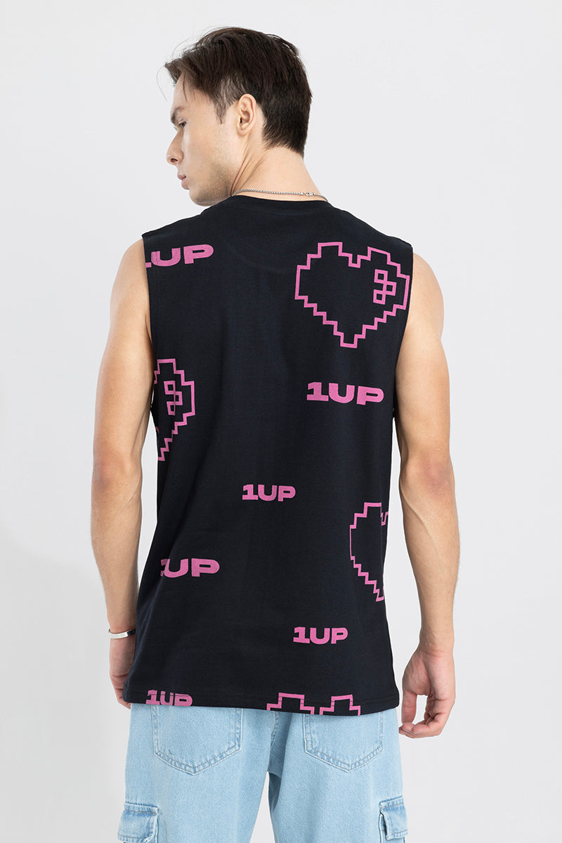 Cyber Space Black Sleeveless T-Shirt