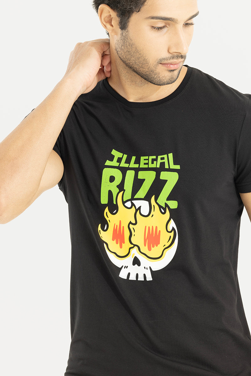 Illegal Rizz Black T-Shirt