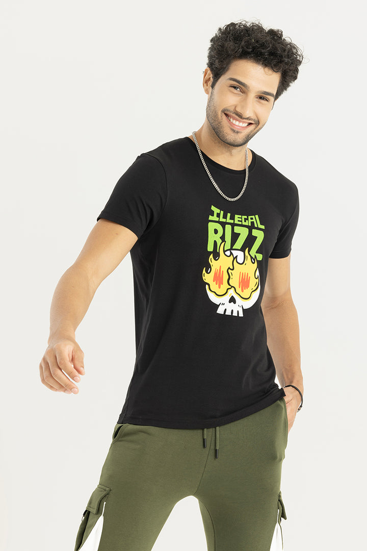 Illegal Rizz Black T-Shirt