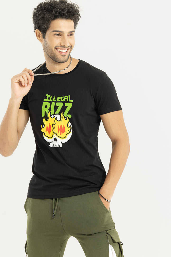 Illegal Rizz Black T-Shirt