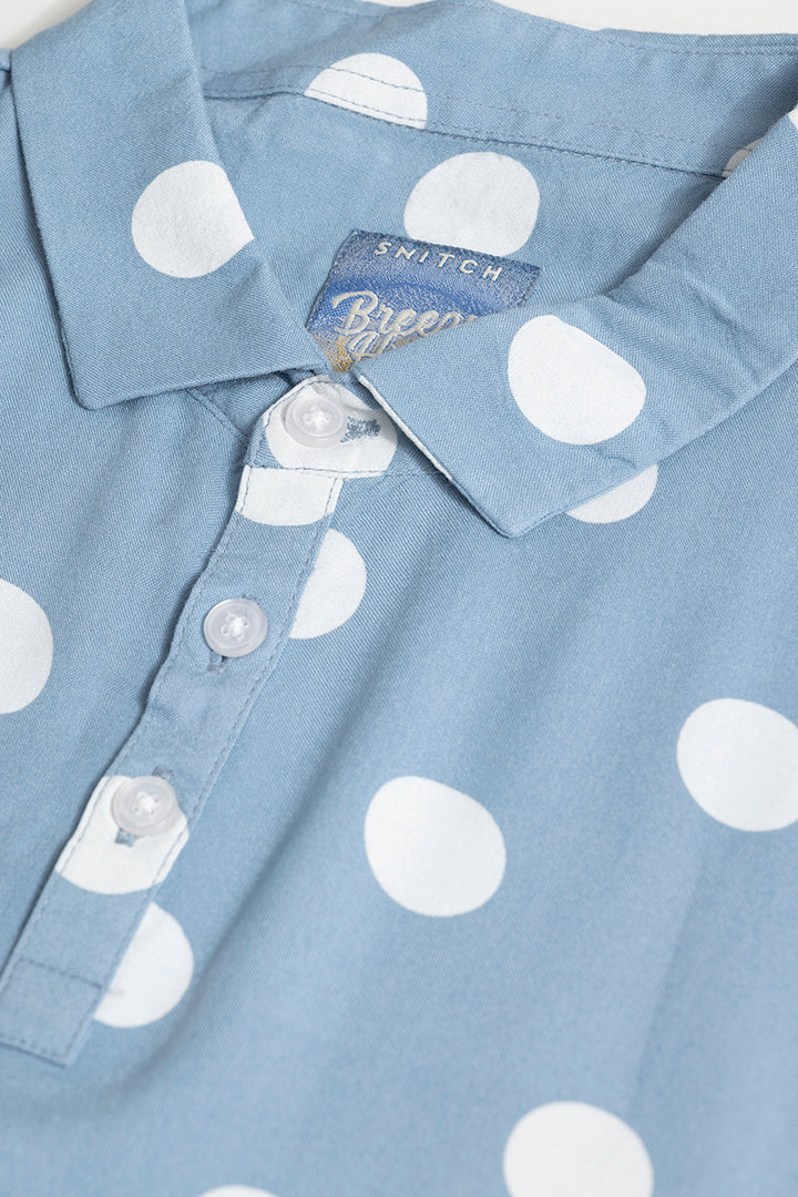 Polka Dotted Blue Polo T-Shirt