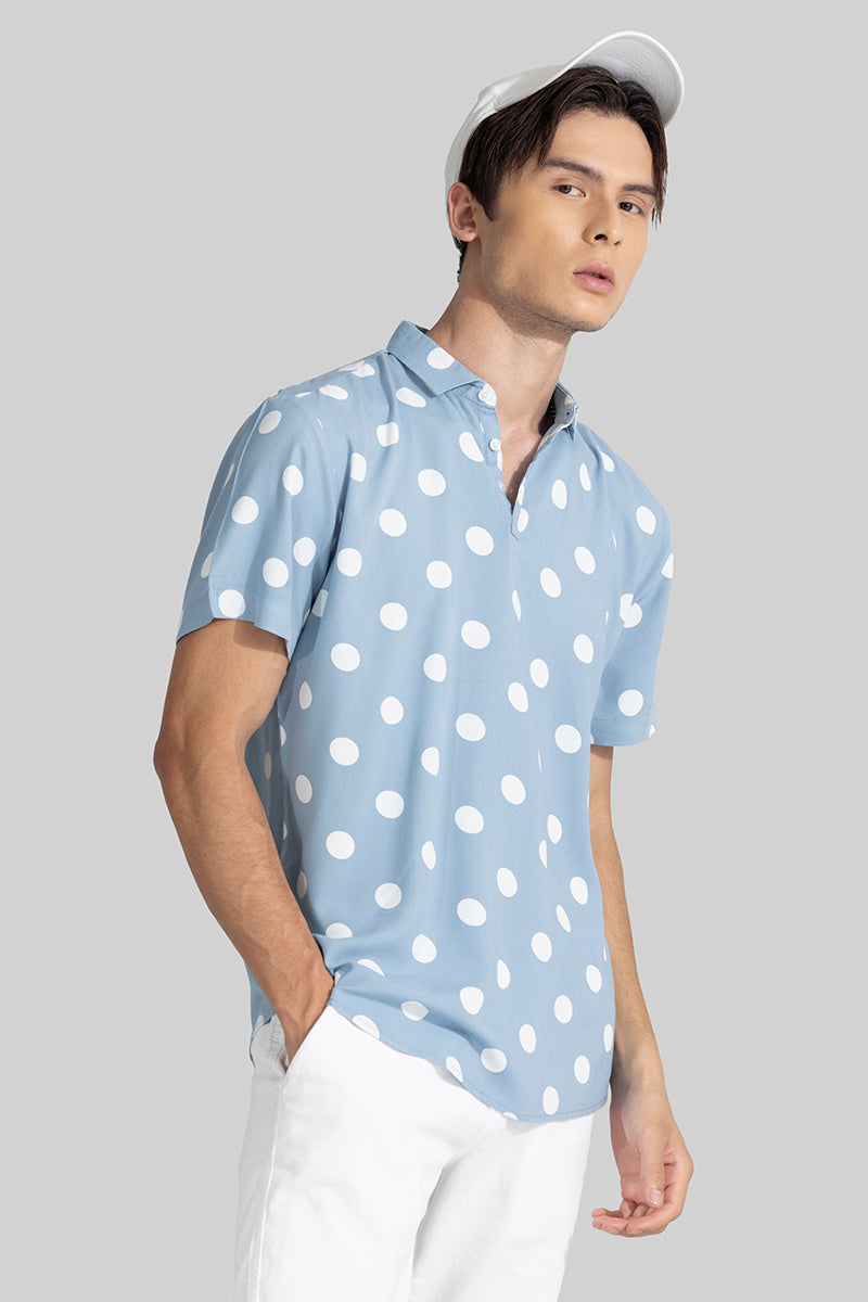 Polka Dotted Blue Polo T-Shirt