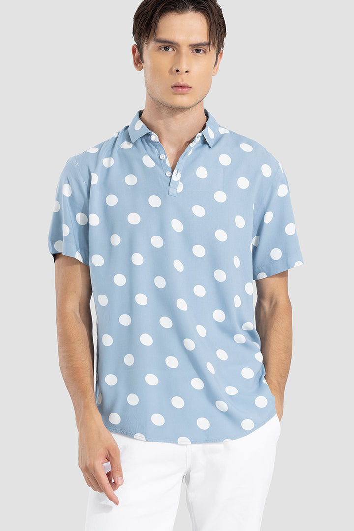 Polka Dotted Blue Polo T-Shirt