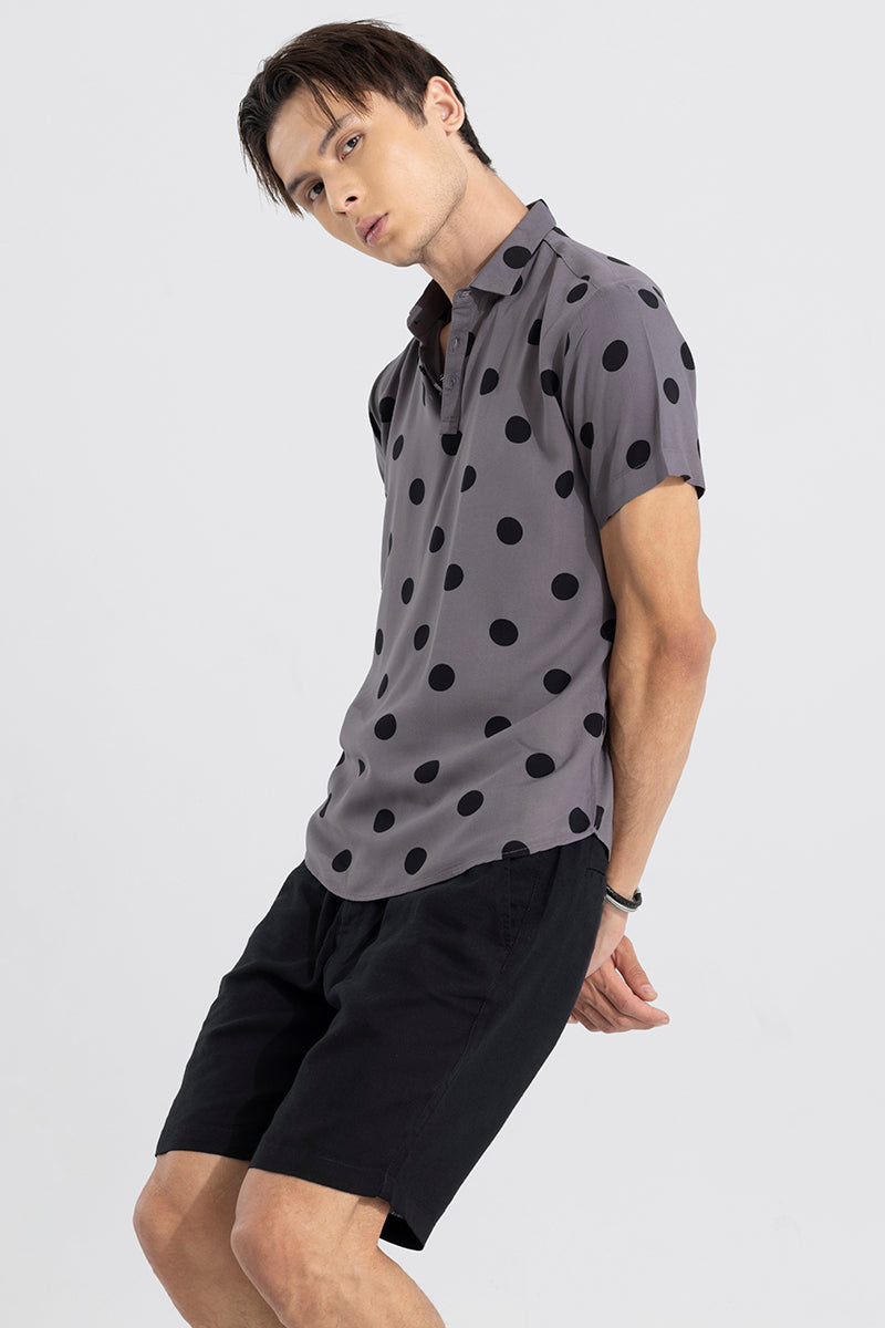 Polka Dotted Grey Polo T-Shirt