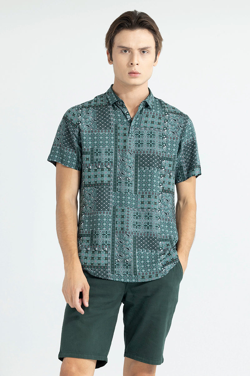 Bandana Motif Green Polo T-Shirt