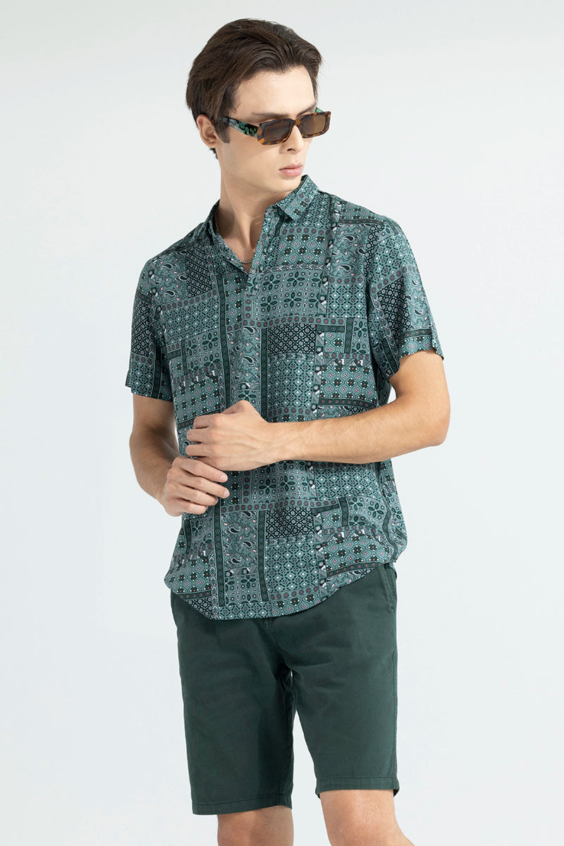 Bandana Motif Green Polo T-Shirt