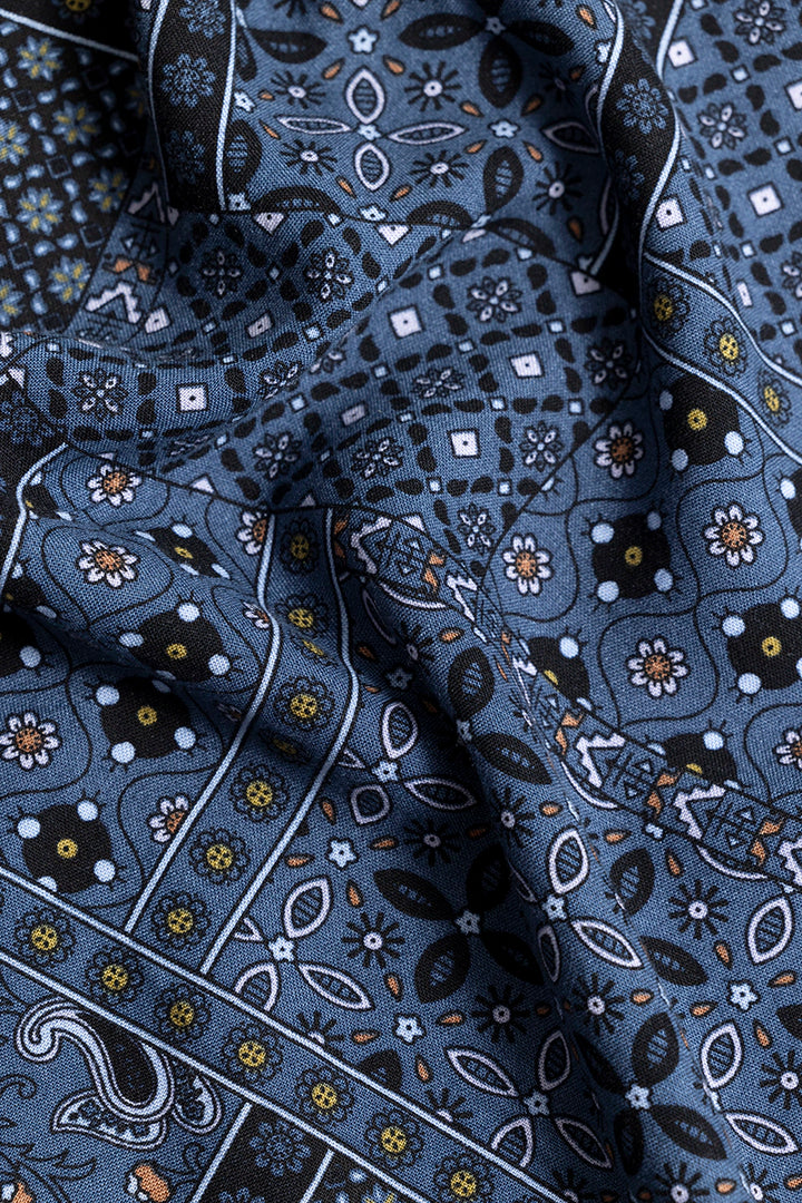 Bandana Motif Blue Polo T-Shirt