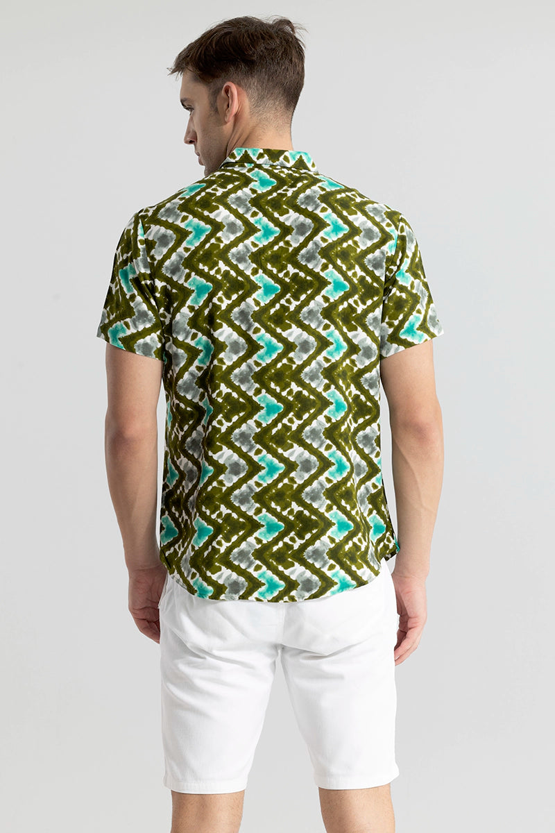 Criss Cross Dyed Green Polo T-Shirt