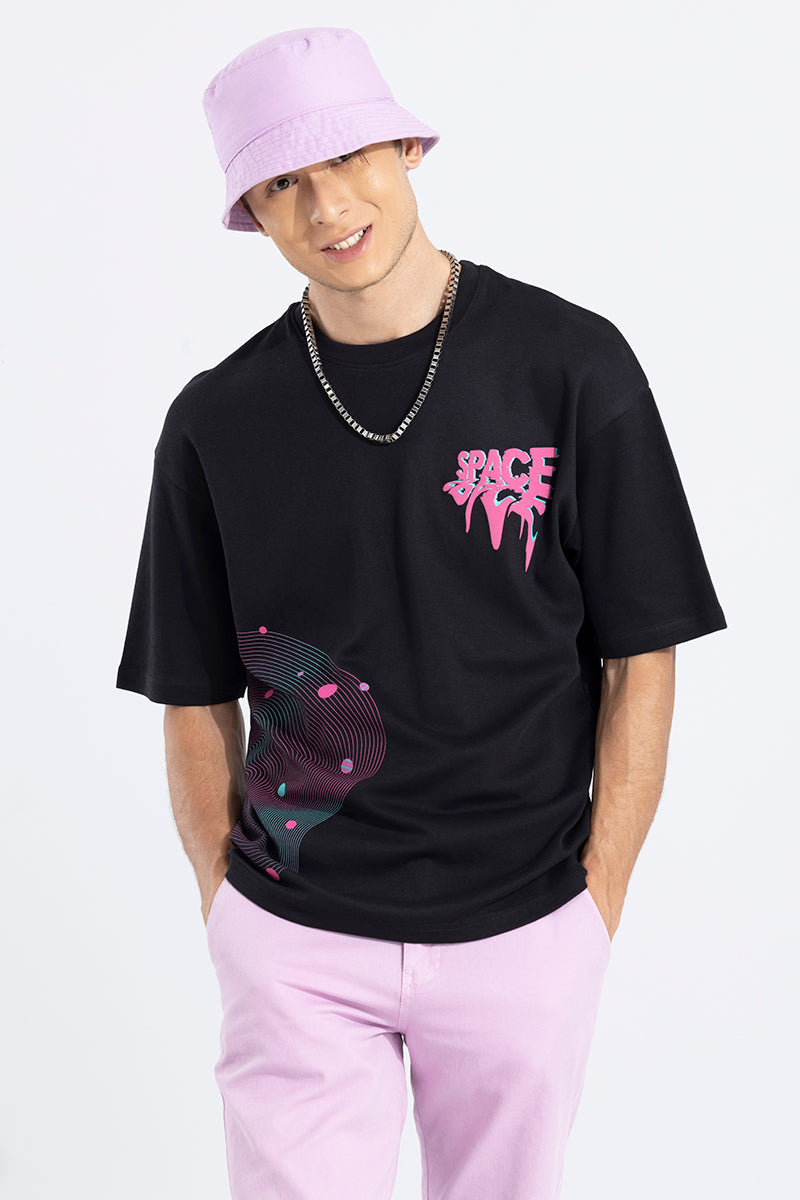 Buy Men's Space Black Oversized T-Shirt Online | SNITCH