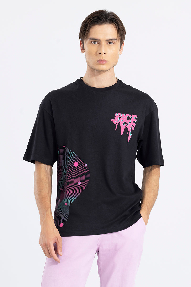 Buy Men's Space Black Oversized T-Shirt Online | SNITCH