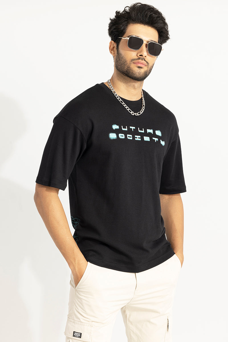 Future Society Black Oversized T-Shirt