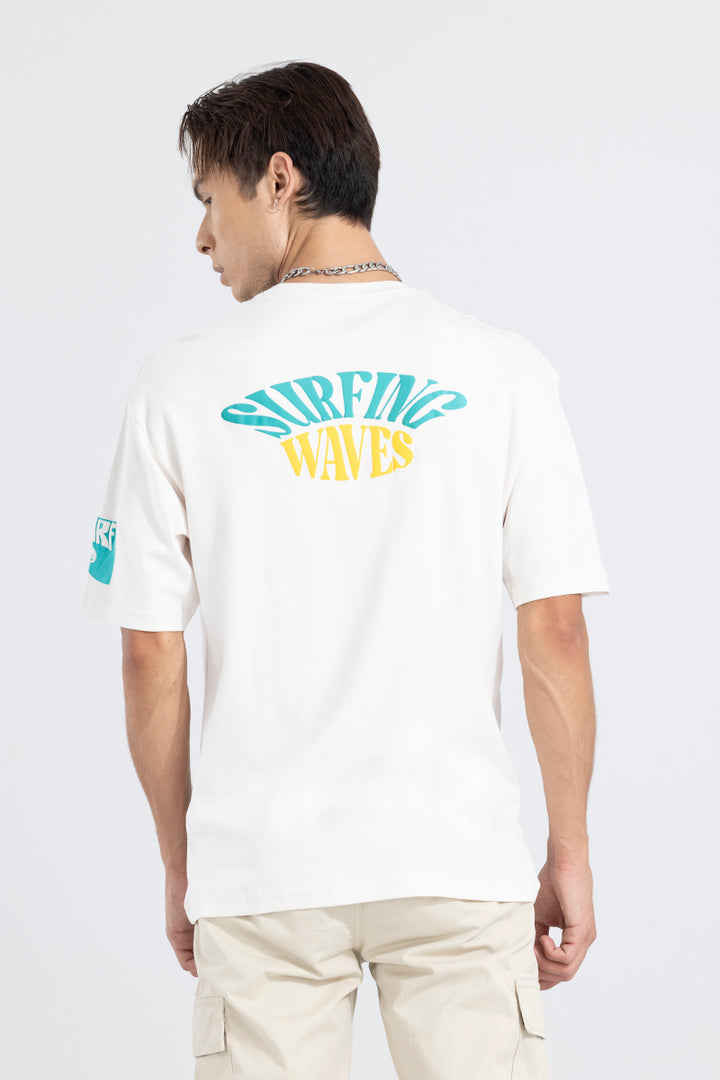 Surfing Waves White Oversized T-Shirt