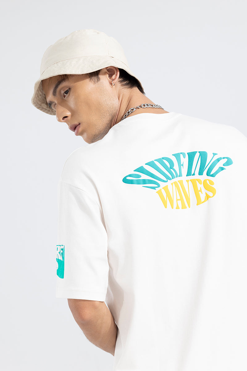 Surfing Waves White Oversized T-Shirt