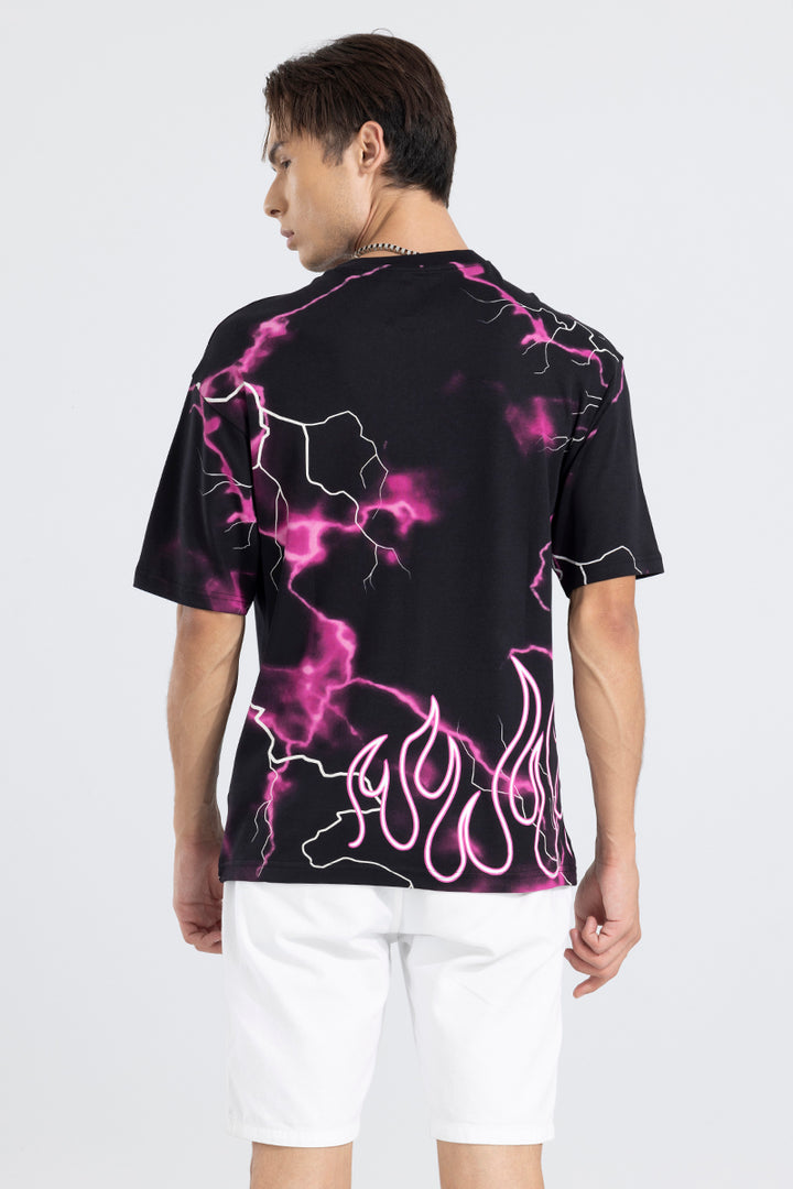 Galactic glow Black Oversized T-Shirt