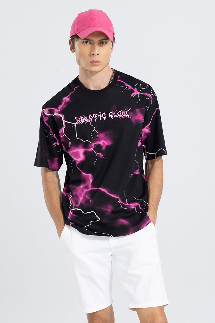 Galactic glow Black Oversized T-Shirt