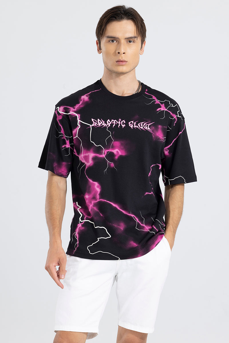 Galactic glow Black Oversized T-Shirt