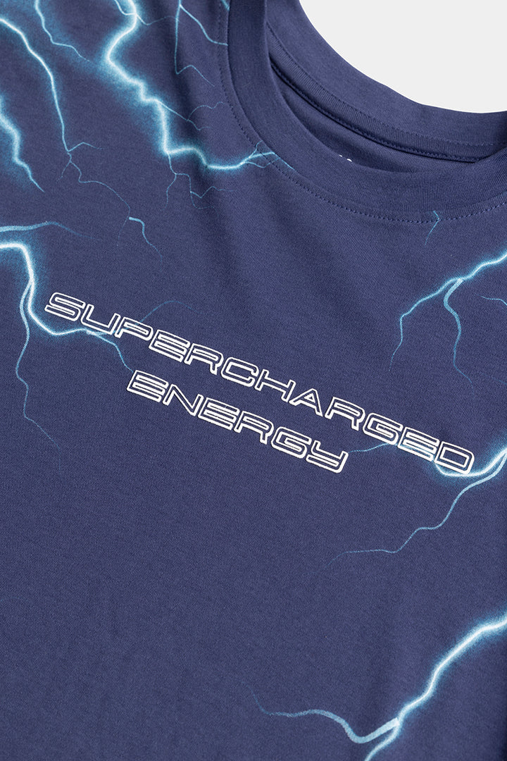 Supercharged Energy Blue Oversized T-Shirt