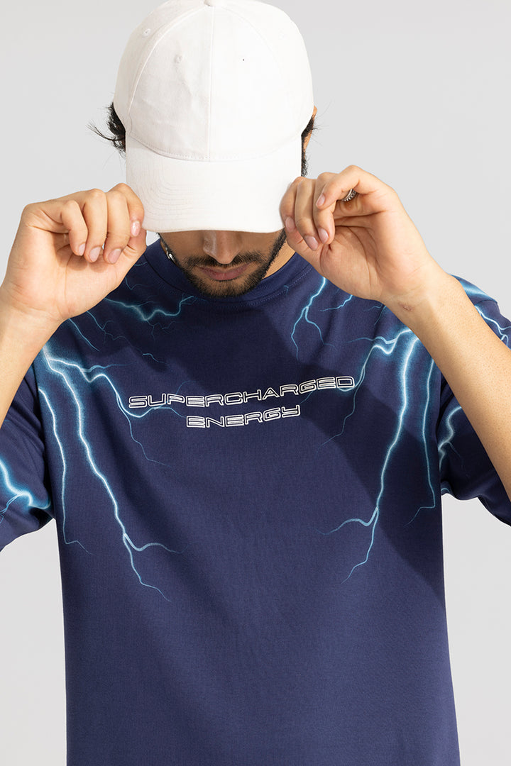 Supercharged Energy Blue Oversized T-Shirt