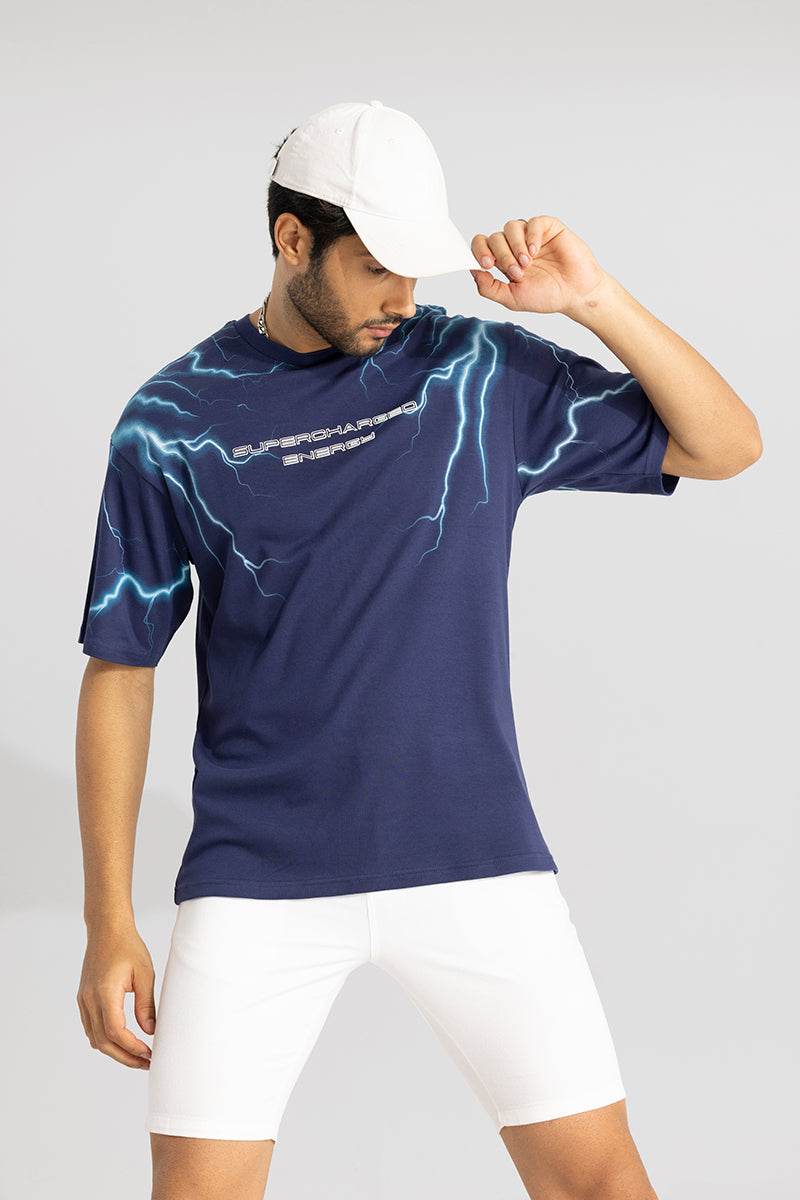 Supercharged Energy Blue Oversized T-Shirt