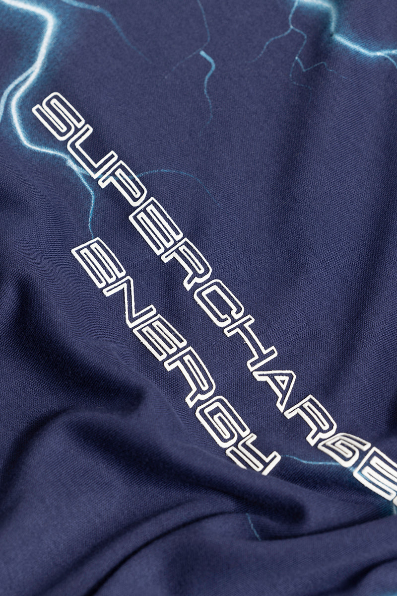 Supercharged Energy Blue Oversized T-Shirt