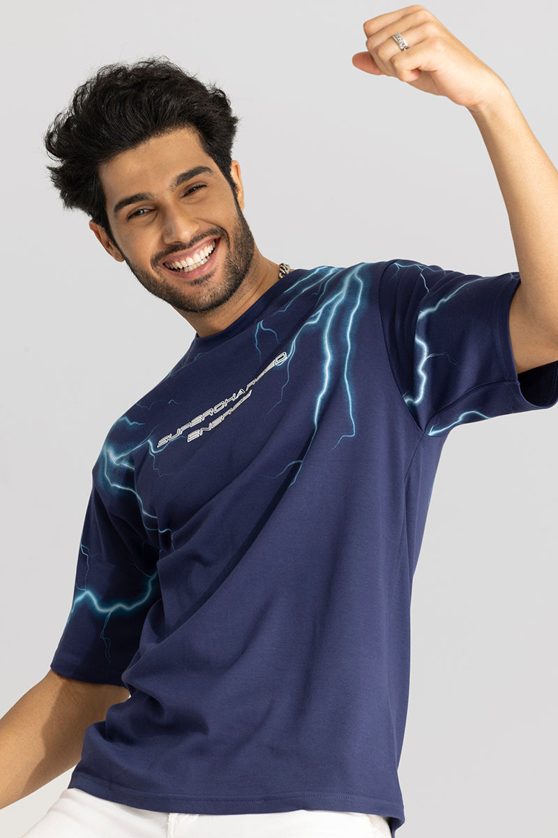 Supercharged Energy Blue Oversized T-Shirt