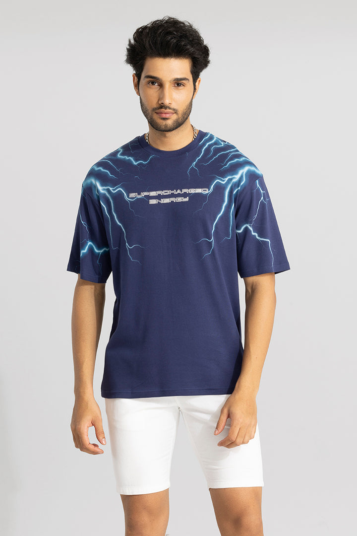 Supercharged Energy Blue Oversized T-Shirt