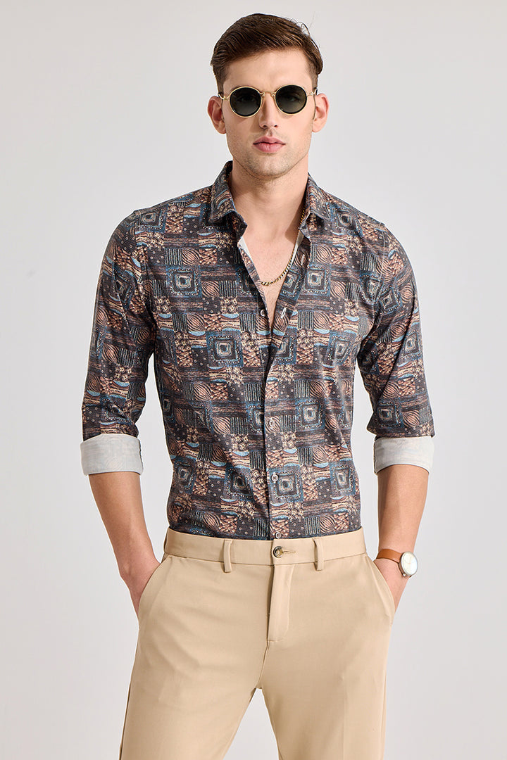 Wavy Square Brown Shirt