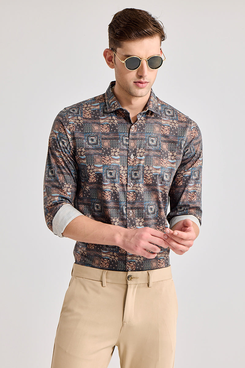 Wavy Square Brown Shirt