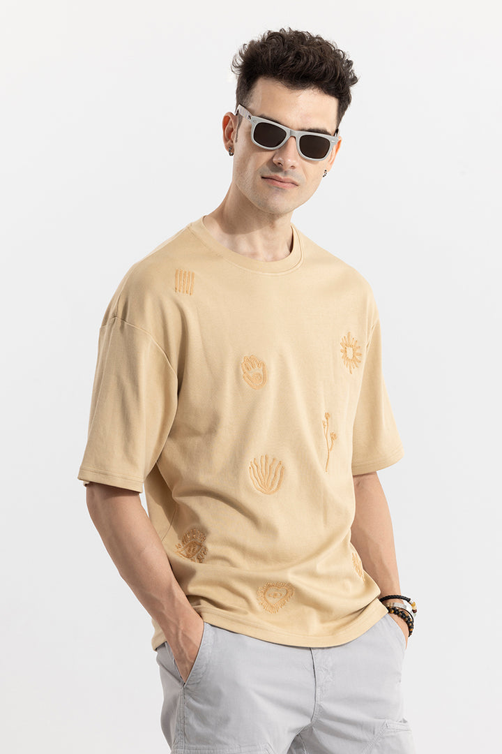 Desert Vibe Beige Oversized T-Shirt