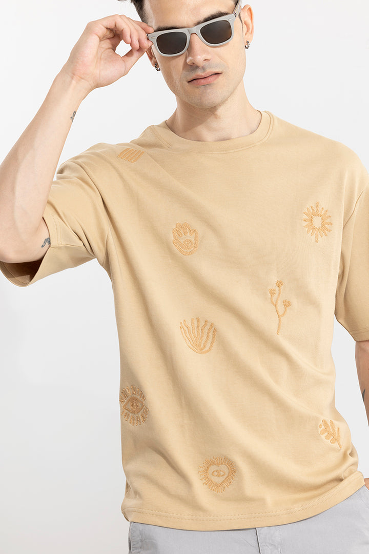 Desert Vibe Beige Oversized T-Shirt